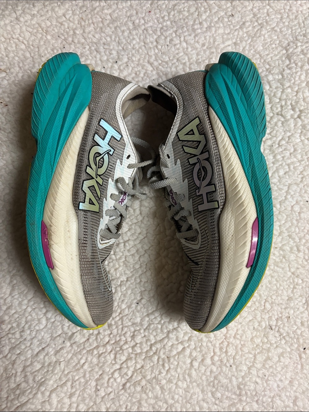 HOKA ONE Mach X 2 Running Shoes Frost Electric Aqua Size 8.5B Women's